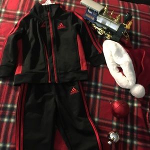 Baby Boy Black and Red Adidas Track Suit